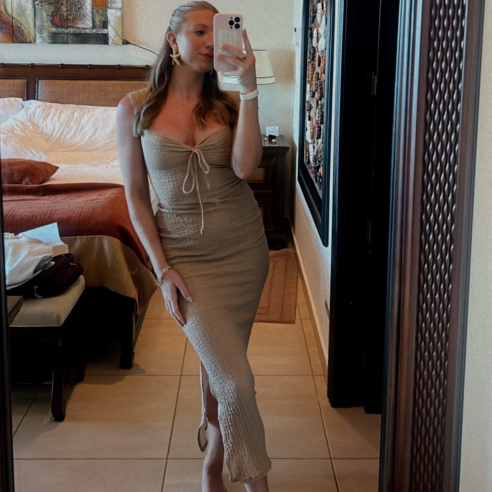 Jessica Simpson Textured Tan Dress